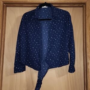 Blue with white dots shirt